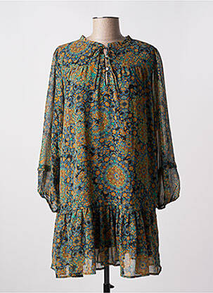 Robe courte manches longues manches longues vert ARTLOVE femme