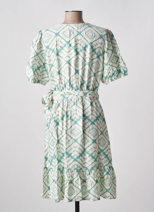 Robe mi-longue imprimé fantaisie manches courtes vert ATELIER REVE femme