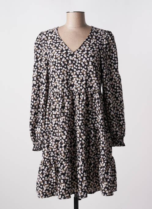 Robe mi-longue imprimé fleurs manches longues noir VERO MODA femme