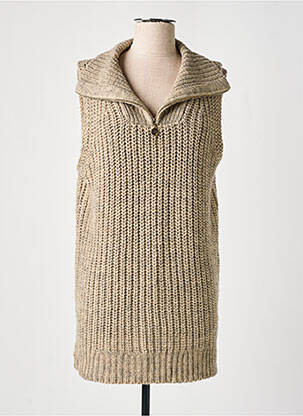 Pull coupe droite sans manche marron B.YOUNG femme