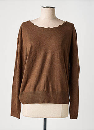 Pull tissage chiné manches longues marron ARTLOVE femme