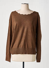 Pull tissage chiné manches longues marron ARTLOVE femme