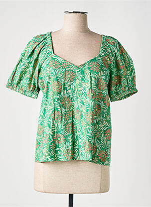 Top tissage crêpe manches courtes vert VERO MODA femme