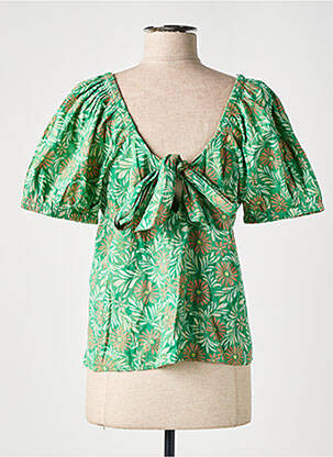 Top tissage crêpe manches courtes vert VERO MODA femme
