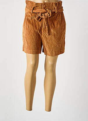 Short fermeture zippée sous rabat boutonné taille haute marron GRACE & MILA femme