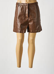 Short tissage simili-cuir taille haute marron ARTLOVE femme