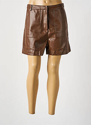 Short tissage simili-cuir taille haute marron ARTLOVE femme