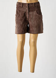 Short fermeture zippée sous rabat boutonné taille haute marron PAKO LITTO femme