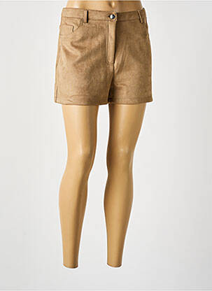 Short fermeture zippée sous rabat boutonné taille normale marron ONLY femme