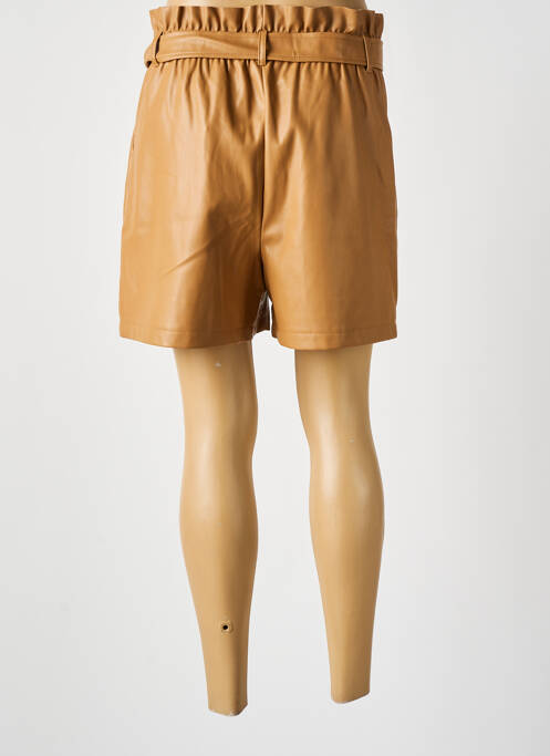 Short tissage simili-cuir taille haute beige VERO MODA femme