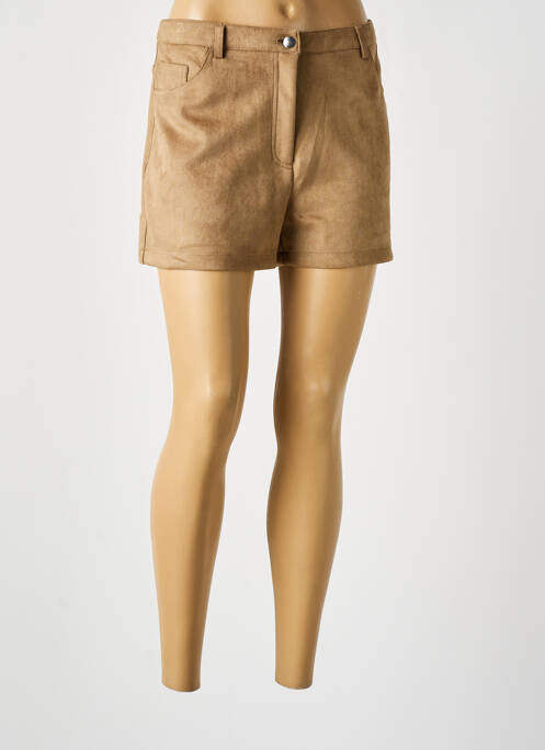 Short fermeture zippée sous rabat boutonné taille normale marron ONLY femme