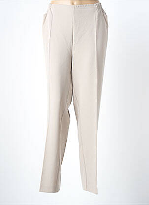 Pantalon droit tissage crêpe taille haute beige ADELINA BY SCHEITER femme