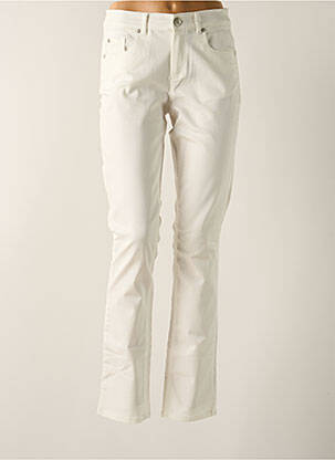 Pantalon slim tissage popeline taille haute blanc ENJOY femme