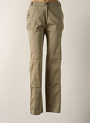 Pantalon droit tissage popeline taille normale vert EPICEA femme