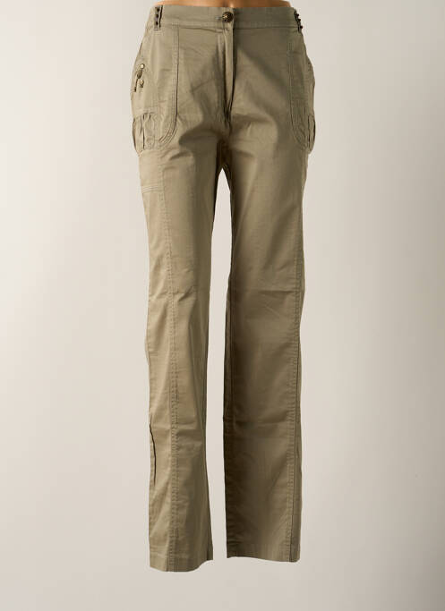 Pantalon droit tissage popeline taille normale vert EPICEA femme