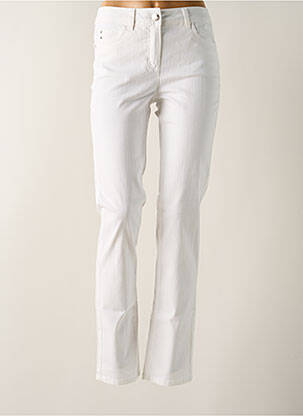 Pantalon slim tissage popeline taille haute blanc BRANDTEX femme
