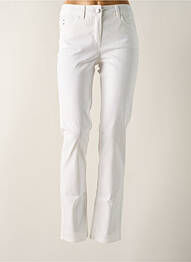 Pantalon slim tissage popeline taille haute blanc BRANDTEX femme