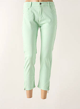 Pantalon 7/8 stretch taille normale vert KALISSON femme