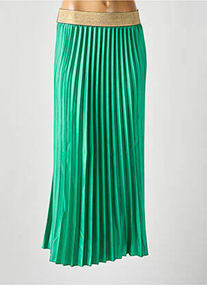 Jupe longue tissage plissé vert clair C'MELODIE femme