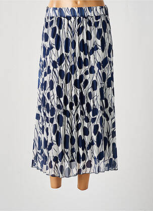 Jupe longue tissage crêpe bleu VICTORIA femme
