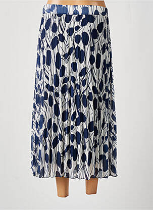 Jupe longue tissage crêpe bleu VICTORIA femme