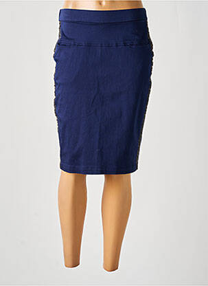 Jupe mi-longue taille haute bleu SIGNATURE femme