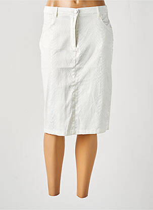 Jupe mi-longue taille à pinces blanc SIGNATURE femme