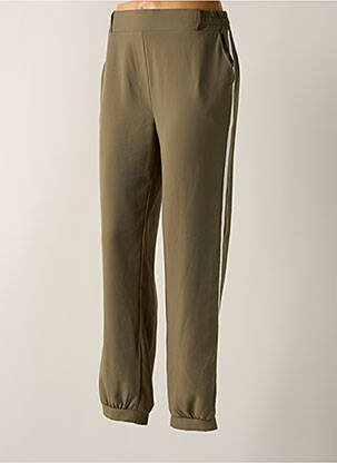 Pantalon droit tissage crêpe taille normale vert SIGNE NATURE femme
