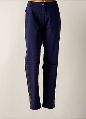 Pantalon droit stretch taille normale bleu SIGNATURE femme