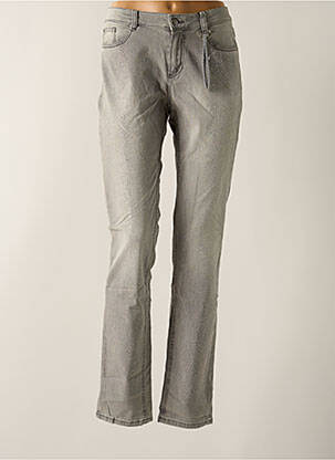 Jeans coupe slim stretch taille basse gris GLÜCKSMOMENT femme