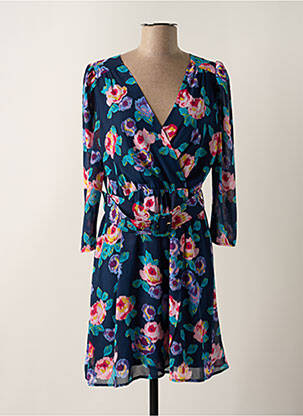 Robe courte coupe fluide manches 3/4 bleu LA PETITE ETOILE femme