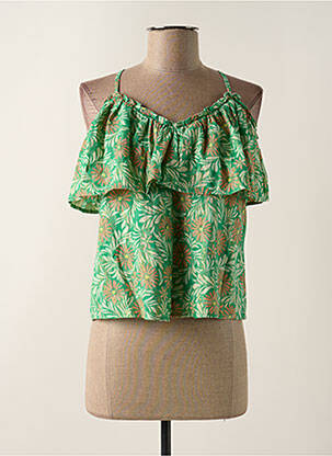 Top tissage crêpe fines bretelles vert VERO MODA femme