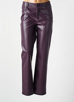 Pantalon droit fermeture zippée sous rabat boutonné taille normale violet B.YOUNG femme