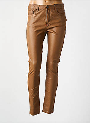 Pantalon slim tissage enduit taille normale marron B.YOUNG femme