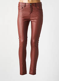 Pantalon slim tissage enduit taille normale marron B.YOUNG femme