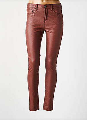 Pantalon slim tissage enduit taille normale marron B.YOUNG femme