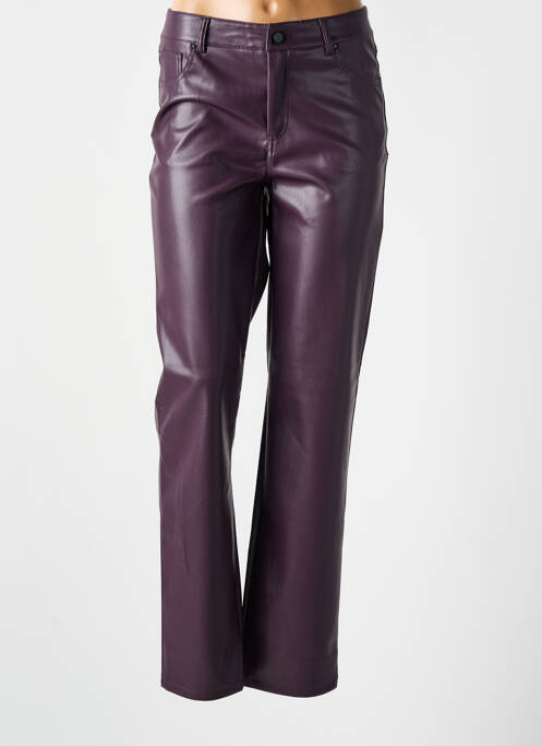 Pantalon droit fermeture zippée sous rabat boutonné taille normale violet B.YOUNG femme