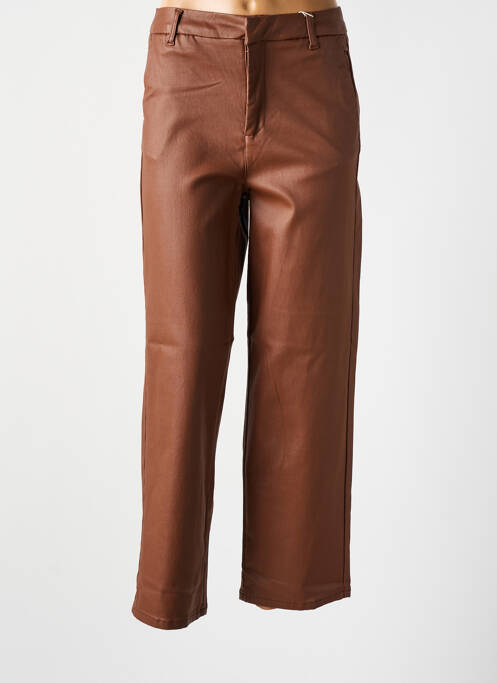 Pantalon chino fermeture zippée sous rabat avec crochet marron CREAM femme
