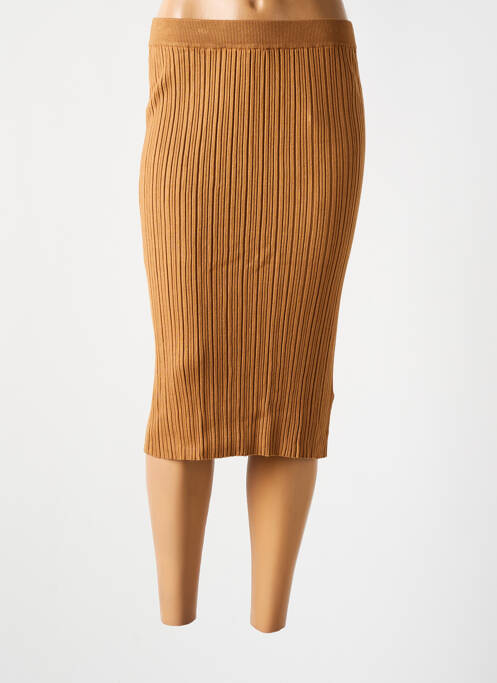 Jupe mi-longue taille haute marron ESPRIT femme