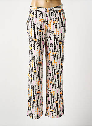 Pantalon droit tissage crêpe taille haute beige VERO MODA femme