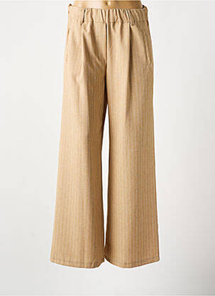 Pantalon large coupe fluide taille haute beige PAKO LITTO femme
