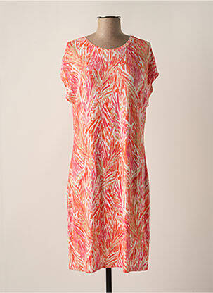Robe mi-longue imprimé fantaisie manches courtes orange HAJO femme