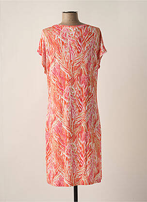 Robe mi-longue imprimé fantaisie manches courtes orange HAJO femme