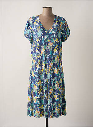 Robe mi-longue manches courtes manches courtes bleu HAJO femme
