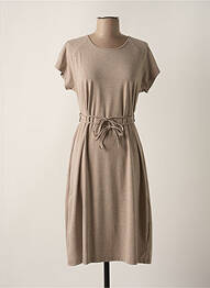 Robe mi-longue manches courtes manches courtes marron SAINT CHARLES femme