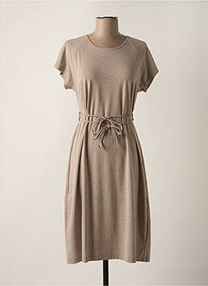 Robe mi-longue manches courtes manches courtes marron SAINT CHARLES femme