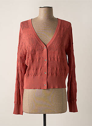 Gilet manches longues resserrée sur le bas rose MORGAN femme