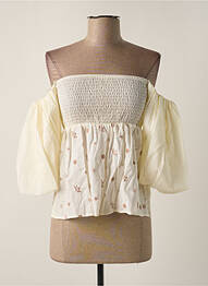 Top col carré manches 3/4 beige YES.ZEE femme