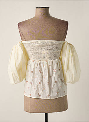 Top col carré manches 3/4 beige YES.ZEE femme