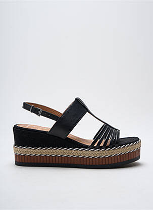 Espadrilles tissage satiné talon de 7 à 9cm noir MARCO TOZZI femme